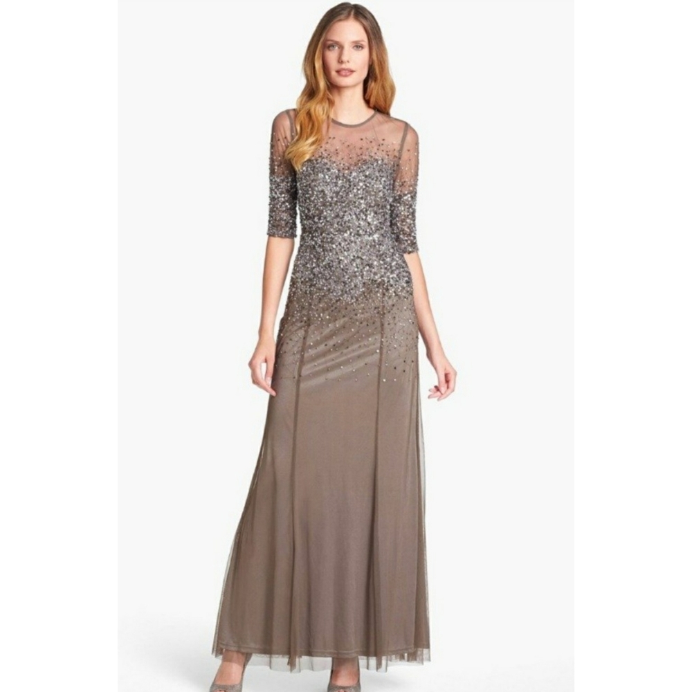 Adrianna papell beaded illusion gown